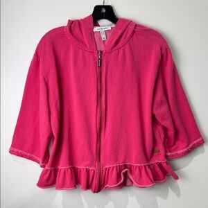 Peace Love World Pink Ruffle Hem Hoodie XS